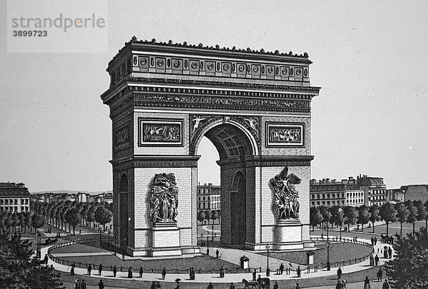 Arc de Triomphe de Le Toile  historischer Kupferdruck  ca 1890  Neal's  Paris  Frankreich  Europa