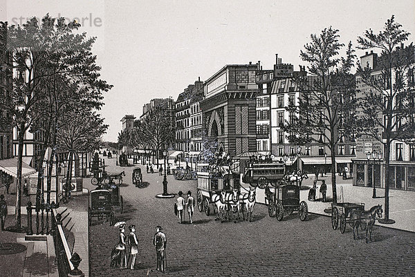 La Porte St. Martin  le Boulevard et La Porte St. Denis  historischer Kupferdruck  ca 1890  Neal's  Paris  Frankreich  Europa