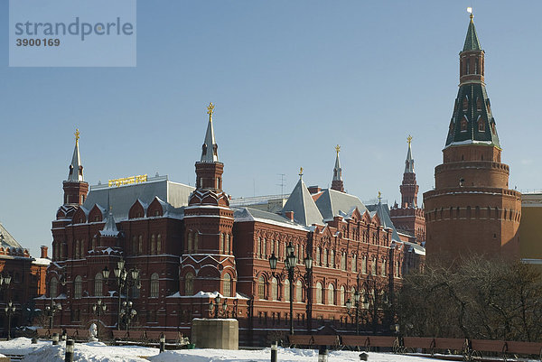 Moskauer Kreml und Staatliches Historisches Museum  Roter Platz  Moskau  Russland