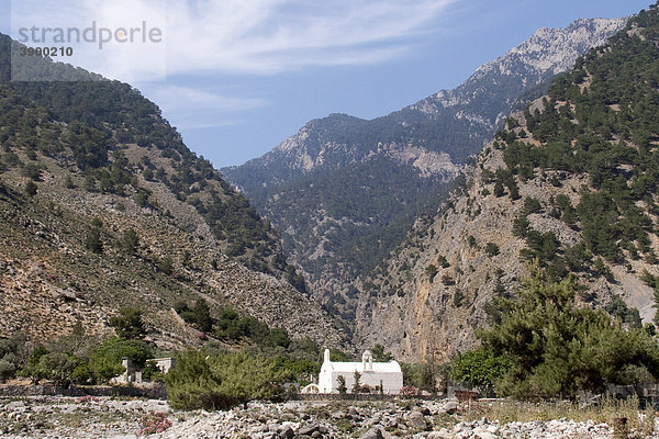 Kapelle am Ausgang der Samaria-Schlucht in Agia Roumeli  Kreta  Griechenland  Europa