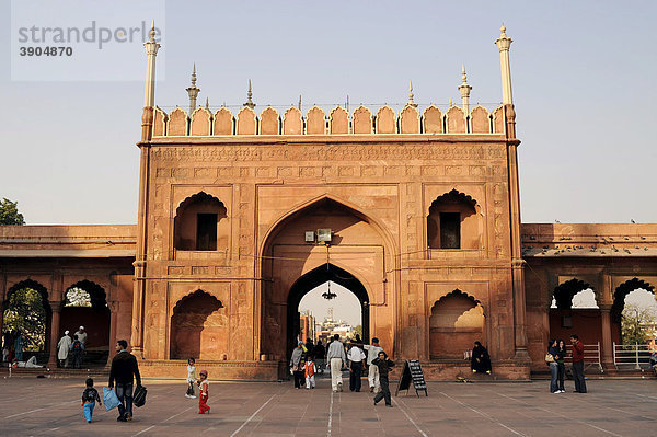 Nördliches Tor der Freitagsmoschee Jama Masjid  Alt-Dehli  Delhi  Uttar Pradesh  Nordindien  Indien  Südasien  Asien