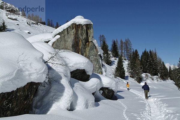 Skilangläufer  Val de Dix  Val d'HÈrÈmence  Val d'Herens  Le Valais  Wallis  Alpen  Schweiz  Europa