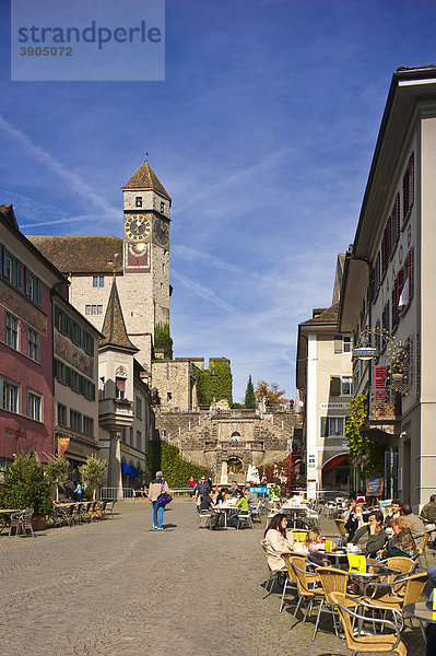 Hauptplatz  Schlosstreppe  Schlossturm  Rapperswil  Sankt Gallen  Schweiz  Europa