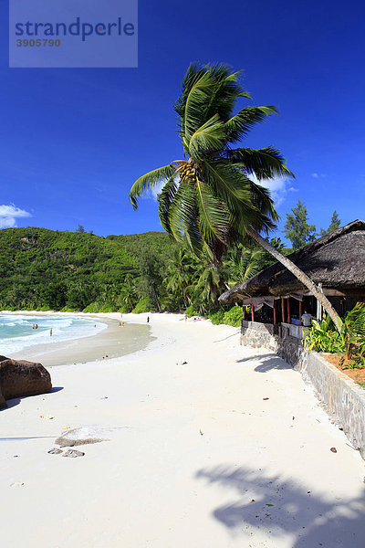 Restaurant Chez Batista am Strand Anse Takamaka  Insel Mahe  Seychellen  Afrika  Indischer Ozean