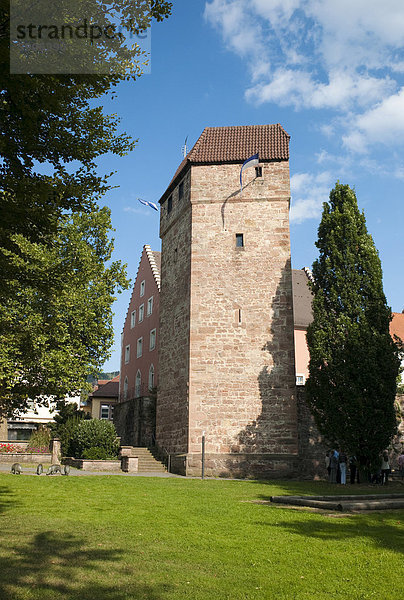 Pulverturm  mittelalterlicher Stadtturm  Eberbach  Rhein-Neckar-Kreis  Baden-Württemberg  Deutschland  Europa