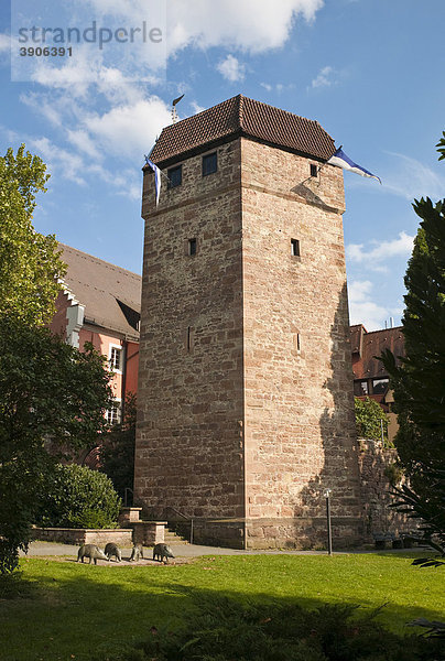 Pulverturm  mittelalterlicher Stadtturm  Eberbach  Rhein-Neckar-Kreis  Baden-Württemberg  Deutschland  Europa