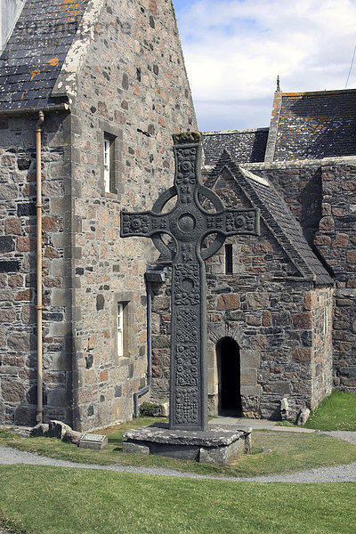 Iona Abbey  St John's Kreuz  Insel Ionam  innere Hebriden  Schottland  Großbritannien  Europa
