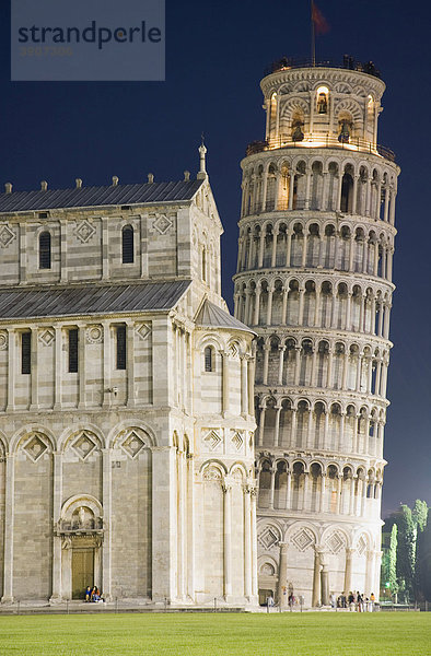 Schiefer Turm  Campanile  Campo dei Miracoli  Nacht  Pisa  Toskana  Italien  Europa