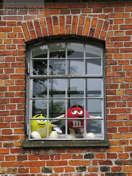 M und M Puppen im Fenster  Lübeck  Schleswig-Holstein  Deutschland  Europa