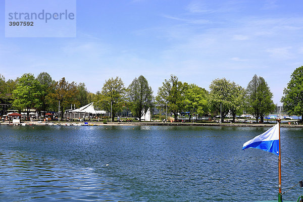 Halbinsel  Prien Stock  Chiemsee  Chiemgau  Oberbayern  Deutschland  Europa