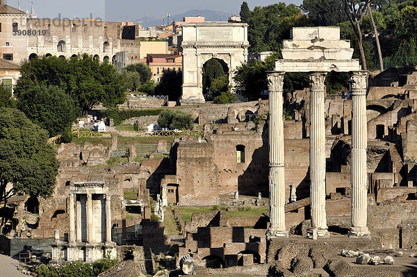 Vesta-Tempel  Titus-Bogen  Dioskuren-Tempel  Forum Romanum  Rom  Latium  Italien  Europa