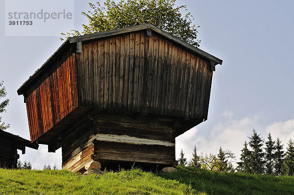 Kornkasten aus Ramsau  Freilichtmuseum an der Glentleiten  Bayern  Deutschland  Europa