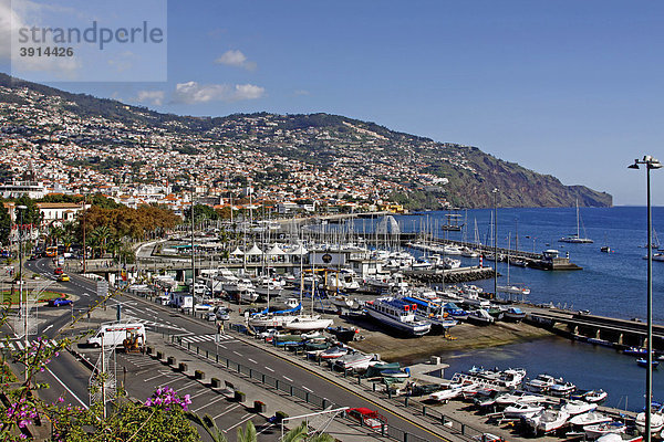 Aussicht auf die Stadt von der Terrasse vom Park Santa Catarina  Funchal  Madeira  Portugal  Europa