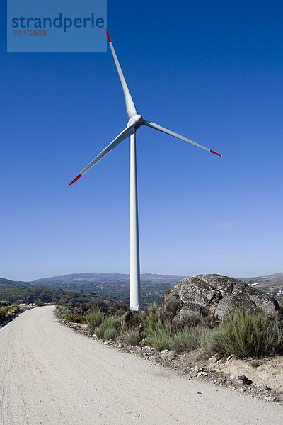 Windturbine in Lamego  Portugal  Europa