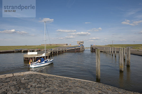 Schleusenanlage zwischen Nordsee und Meldorfer Speicherbecken  Dithmarschen  Schleswig-Holstein  Norddeutschland  Deutschland  Europa