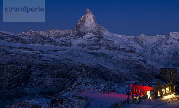 Gornergrat mit Matterhorn  Zermatt  Schweiz  Europa