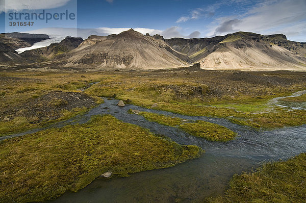 Landschaft am Skaftafell Nationalpark  Island  Europa