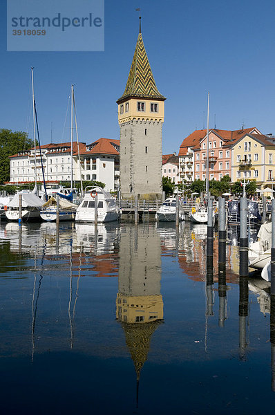 Mangturm im Hafen  Lindau  Bodensee  Bayern  Deutschland  Europa