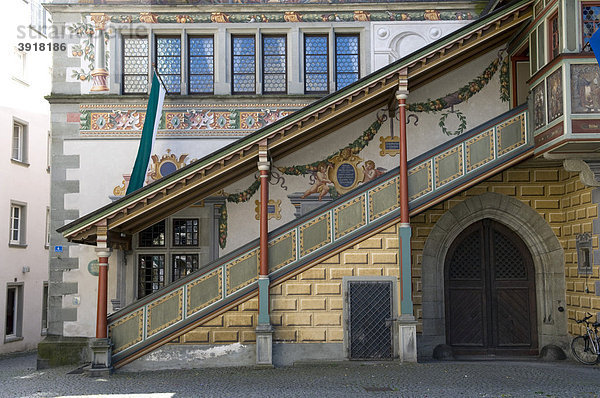 Treppenaufgang des Alten Rathaus in der Altstadt  Lindau  Bodensee  Bayern  Deutschland  Europa