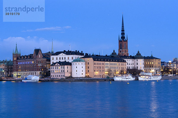 Nachtaufnahme Altstadt Riddarholmen  Stockholm  Schweden  Skandinavien  Europa