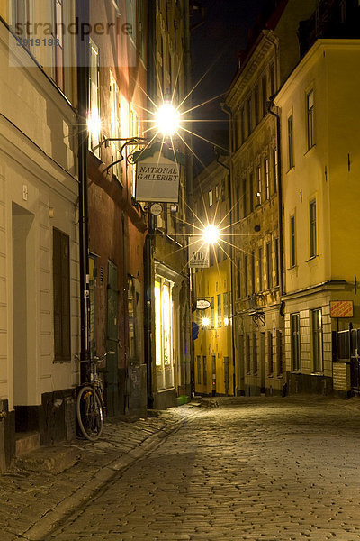Nachtaufnahme Altstadt Gamla Stan  Stockholm  Schweden  Skandinavien  Europa