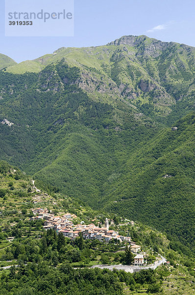 Bergdorf Corte im Naturpark Zentrale Ligurische Alpen  Ligurien  Italien  Europa