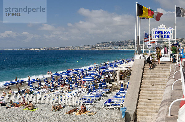 Strand Opera Plage  Nizza  Cote d'Azur  Provence  Frankreich  Europa