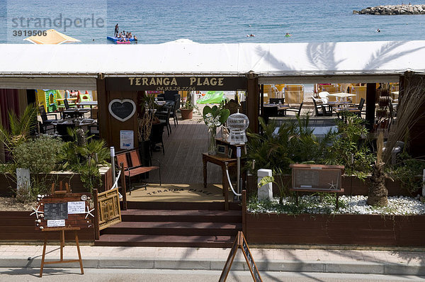 Restaurant Teranga Plage an der Promenade  Menton  Cote d'Azur  Provence  Frankreich  Europa