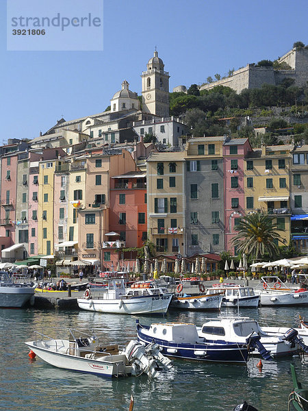 Portovenere  Hafen und Altstadt am Meer  Bucht von La Spezia  Cinque Terre  Riviera  Ligurien  Italien  Europa