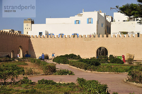 Altstadtmauer und weiße Fassaden  Essaouira  Marokko  Afrika