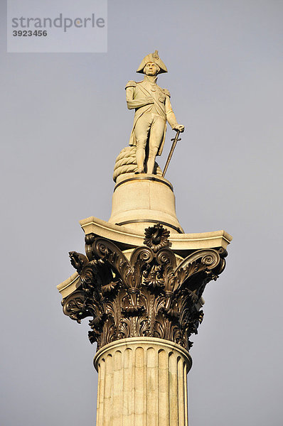 Admiral Lord Nelson auf der Nelson's Column  Trafalgar Square  London  England  Großbritannien  Vereinigtes Königreich  Europa