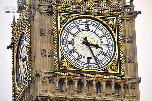 Turmuhr von Big Ben  London  England  Großbritannien  Vereinigtes Königreich  Europa