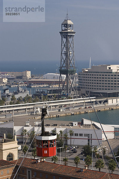 Teleferic über Hafen  Barcelona  Katalanien  Spanien  Europa