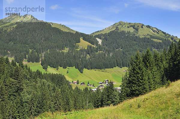 Bärgunttal  Bärgundtal mit Blick auf Baad  Kleinwalsertal  Vorarlberg  Allgäuer Alpen  Österreich  Europa