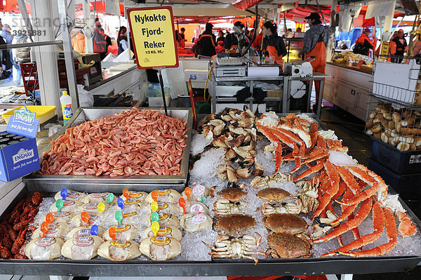 Fischmarkt in Bergen  Norwegen  Skandinavien  Nordeuropa