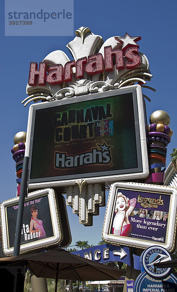 Werbe- und Reklametafel des Hotels Harrahs in Las Vegas  Nevada  USA