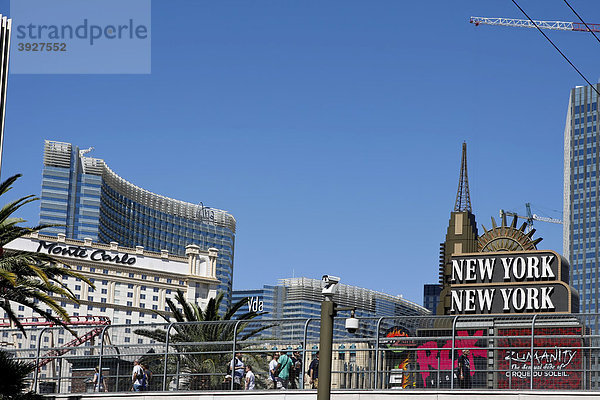 Das Hotel New York New York und das Hotel Monte Carlo am Las Vegas Boulevard  Las Vegas  Nevada  USA