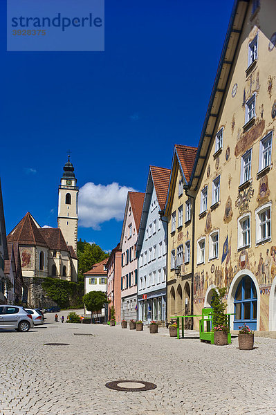 Marktplatz mit Rathaus  Horber Bilderbogen und Stiftskirche  Horb am Neckar  Schwarzwald  Baden-Württemberg  Deutschland  Europa