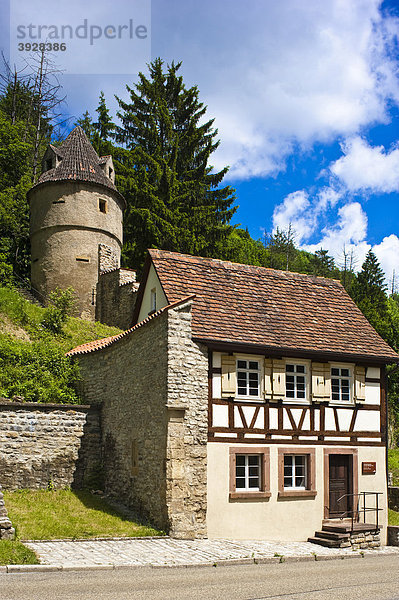 Stadtmauer mit Torwärterhäuschen  Horb am Neckar  Schwarzwald  Baden-Württemberg  Deutschland  Europa