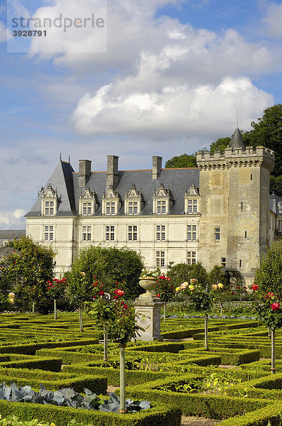 Schloss und Gärten von Villandry  Ch‚teau de Villandry  Indre-et-Loire  Touraine  Loire Tal  Frankreich  Europa