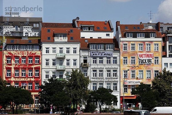 Ehemals besetzte Häuser an der Hafenstraße in Hamburg  Deutschland  Europa