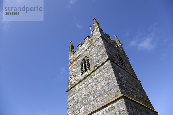 Kirchturm Perranuthnoe Church  Cornwall  England  Großbritannien  Europa