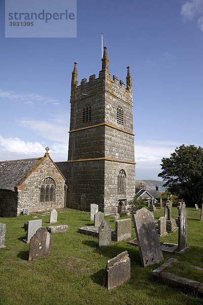 Perranuthnoe Church Kirche  Cornwall  England  Großbritannien  Europa