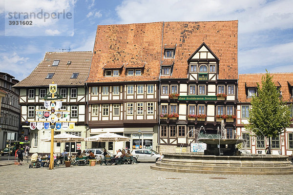 Mathildenbrunnen Platz  Quedlinburg  Sachsen-Anhalt  Deutschland  Europa