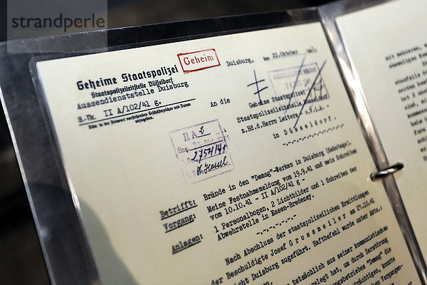 Schreiben der geheimen Staatspolizei aus der NS-Zeit  Stempel Geheim  stillgelegte Zinkfabrik Altenberg  LVR Industriemuseum Oberhausen  Ruhrgebiet  Nordrhein-Westfalen  Deutschland  Europa