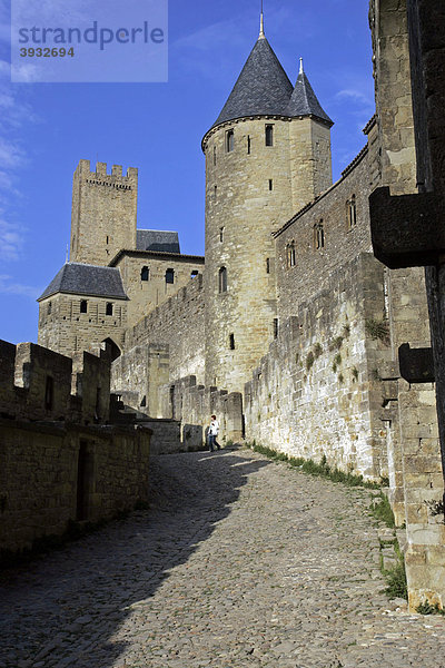 Mittelalterliche Festungsstadt Carcassonne  Aude  Languedoc-Roussillon  Frankreich  Europa