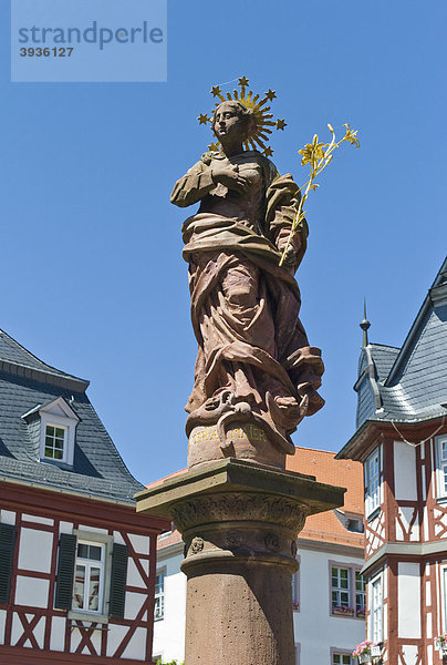 Statue  Alter Marktplatz  Heppenheim  Hessen  Deutschland  Europa