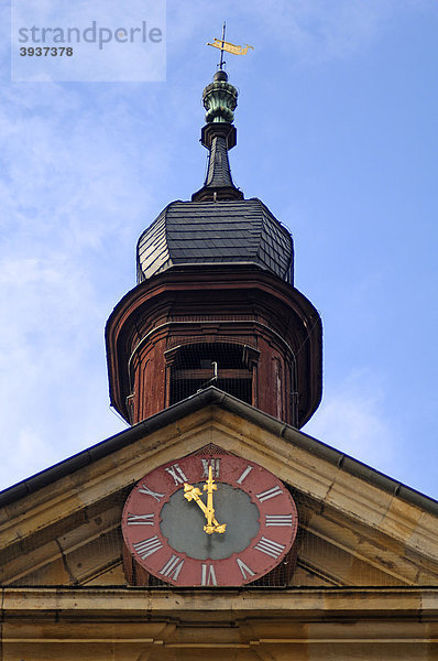 Turm mit Turmuhr des Alten Rathauses  1467  Obere Brücke 1  Bamberg  Oberfranken  Bayern  Deutschland  Europa