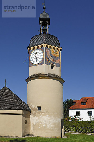 Alter Uhrturm  16.Jhd.  auf der Burganlage Burghausen  Burg Nr. 48  Burghausen  Oberbayern  Deutschland  Europa