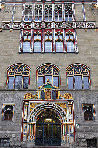 Detail der dekorativen Fassade vom Landgericht  Bauzeit 1901 - 1905  Architekt Karl Illert  Hansering 13  Halle Saale  Sachsen-Anhalt  Deutschland  Europa